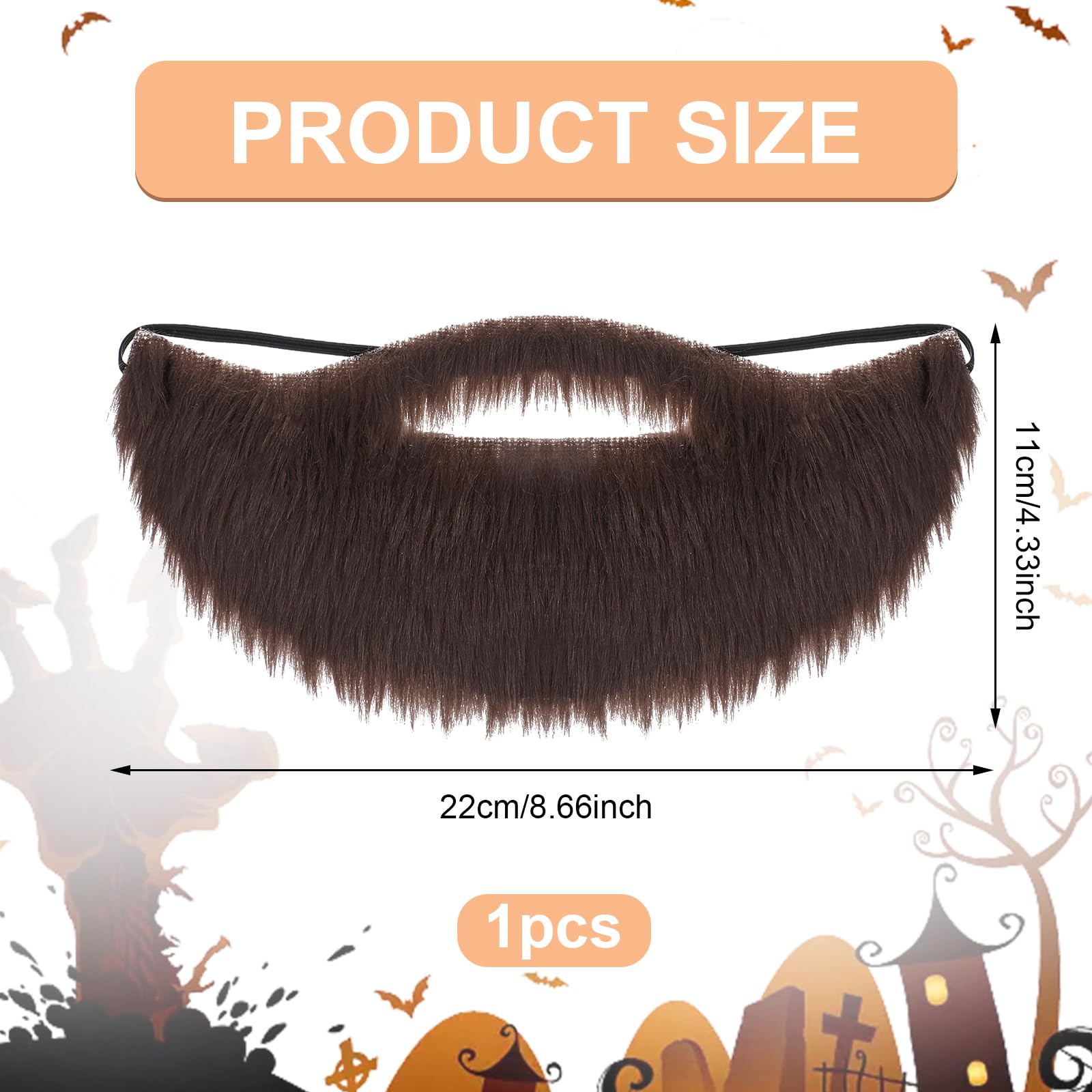Lusofie Brown Fake Beard Elasticity Fake Mustache Multipurpose Costume for Male Makeup Cosplay Halloween Party Supplies - Image 3
