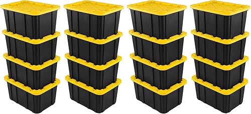 Miniatura 19 de Sterilite Paquete de 4 contenedores industriales, contenedores de almacenamiento de plástico con tapas, 38 galones, contenedores organizadores