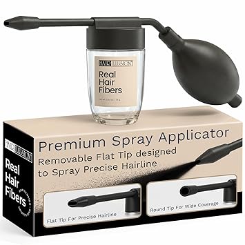 Hair Illusion Spray Applicator Removable Flat Tip designed to Spray Precise Hairline or Remove Tip For Round Sprayer And Wide Coverage does not include hair fibers