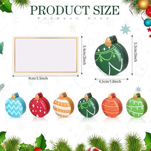 Miniatura 2 de Tradder 18 Pcs Christmas Wooden Place Card Holders with Name Card Mini Santa Claus Snowman Xmas Tree Ball Name Holders Photo Picture Stand Holder