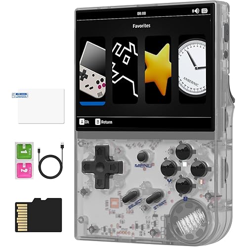 RG35XX Retro Handheld Game Console Linux System HD and TV Output 3.5 Inch IPS Screen 64G TF Card 5500+ Classic Games 2600mAh Battery RG35XX White