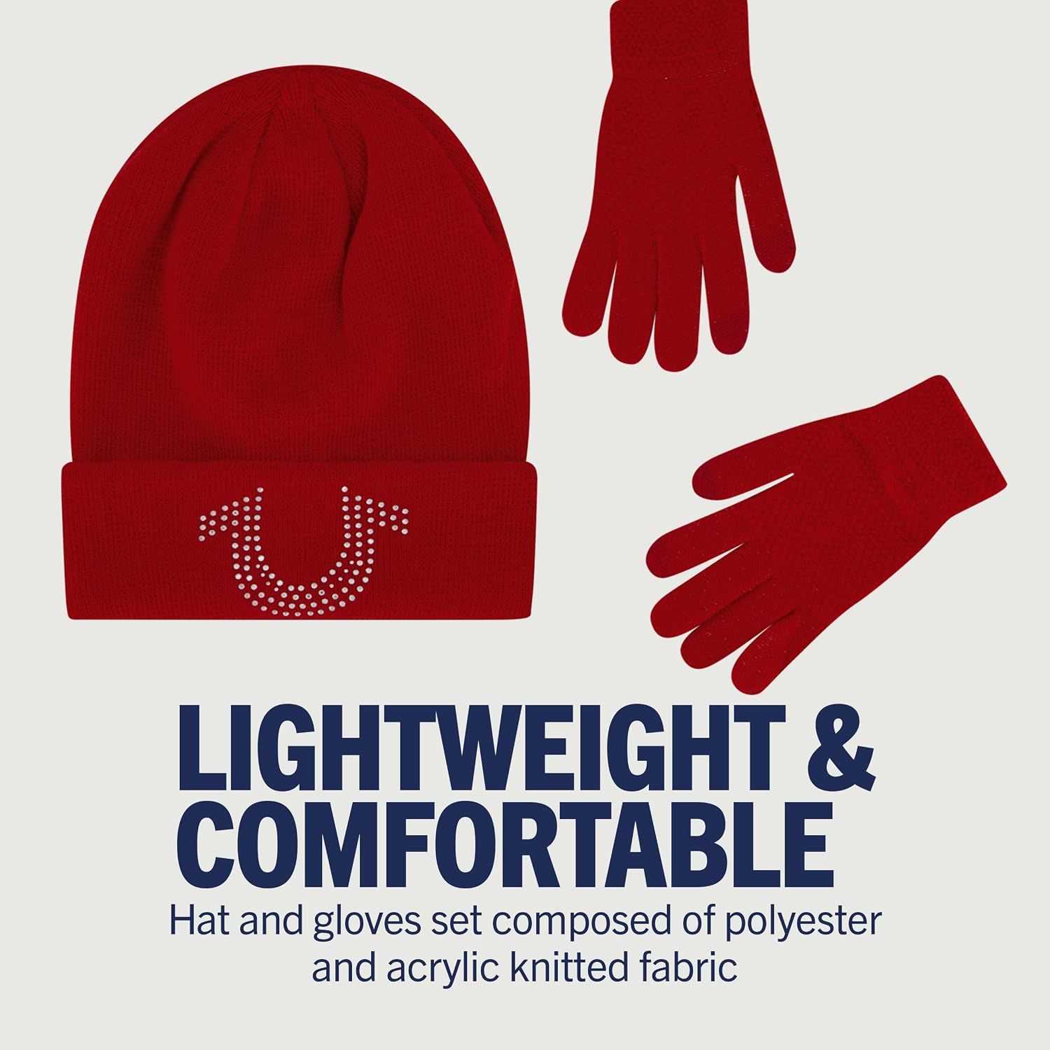 True Religion Beanie Hat and Touchscreen Glove Set