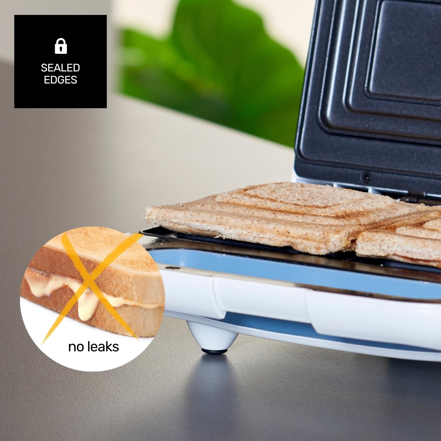 Taurus Mysandwich Elektryczny opiekacz do kanapek, 800 W, 2 kwadratowe płyty do przygotowania 2 kanapek jednocześnie. Idealne uszczelnienie, wskaźniki eksploatacji, nieprzywierające płytki powlekane