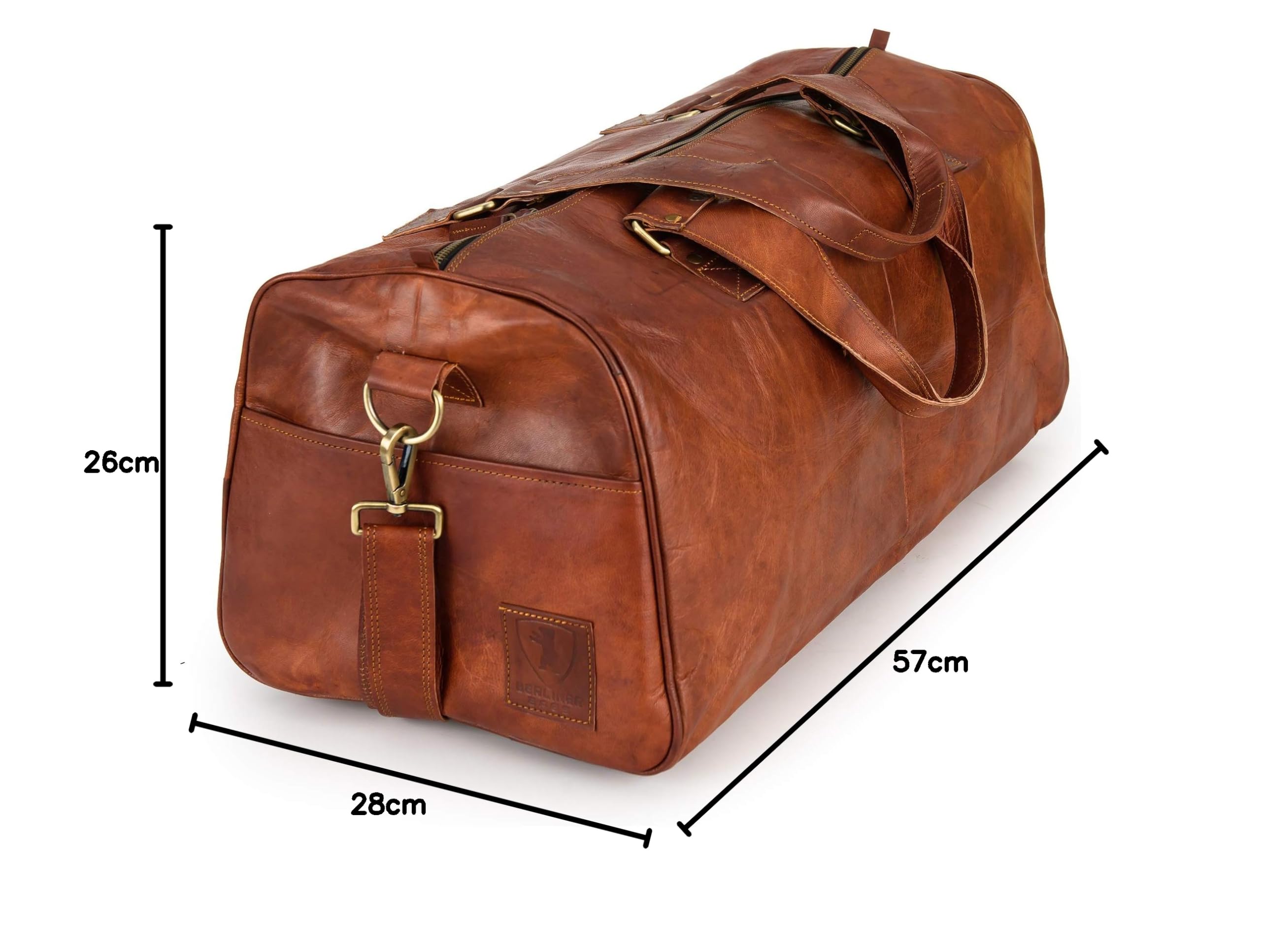 Berliner Bags Vintage Weekender Oslo wasserdichte Reisetasche aus Leder Duffel Bag 50L Braun