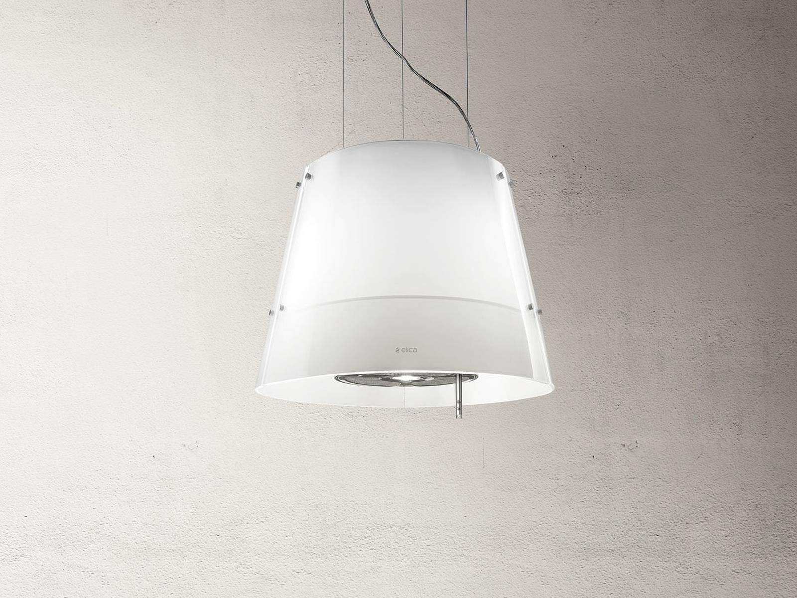 Elica Grace 480 m³/h Lampadario a sospensione Bianco - Cappe (480 m³/h, Filtrante, 65 dB, Sospeso, Bianco, Vetro, Acciaio inossidabile)