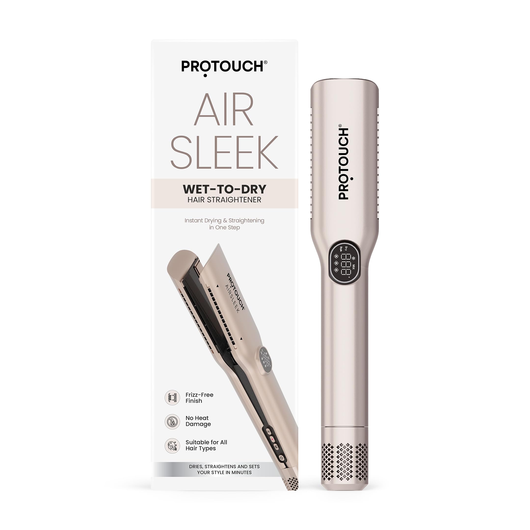 PROTOUCH AIR SLEEK WET-TO-DRY Hair Straightener, Instant Drying, Smooth Styling | Zero Heat Damage | Premium Hair Styling Device