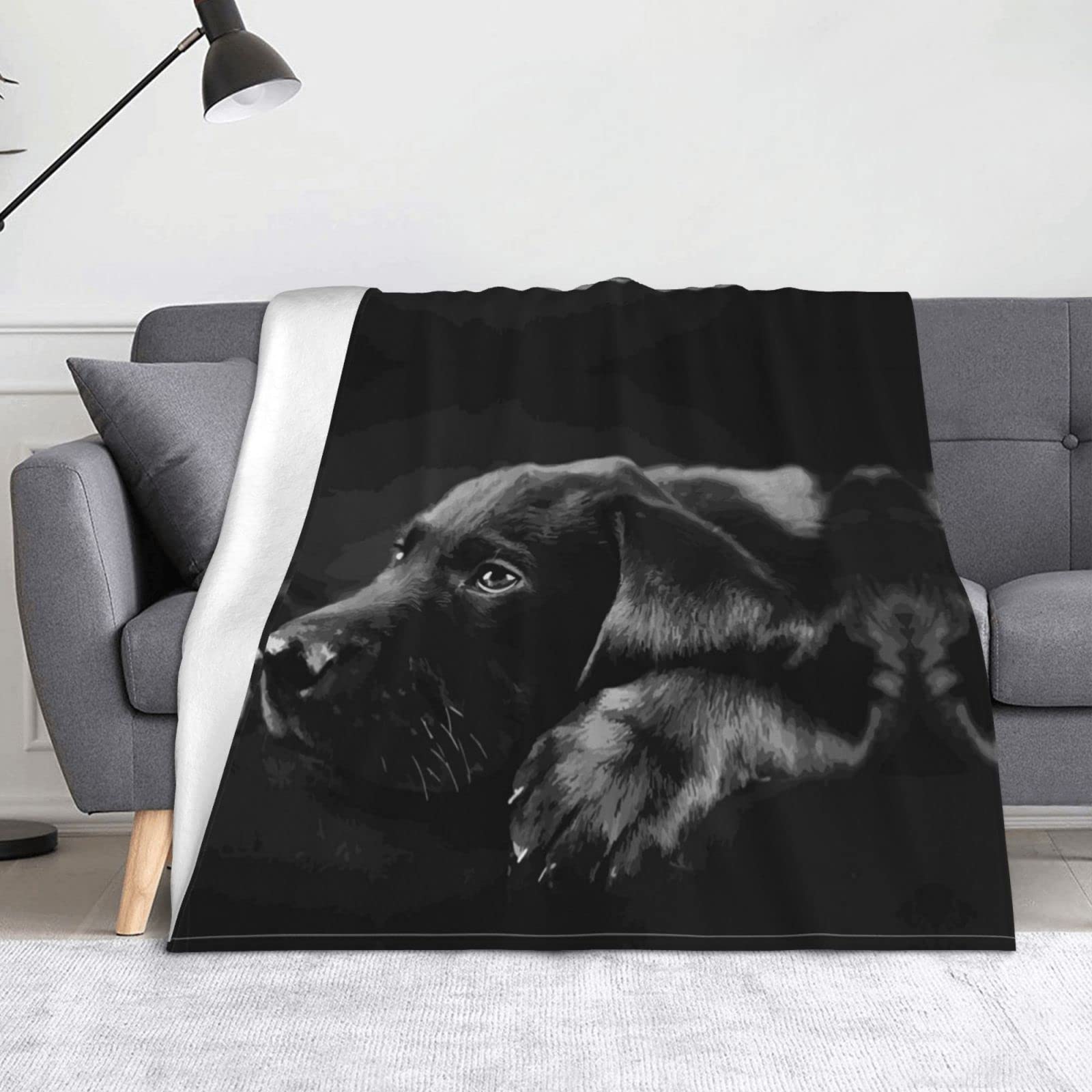 Flanell-Überwurf Mit Labrador-Motiv – Kuschelig & Waschbar – Für Sofa Oder Bett