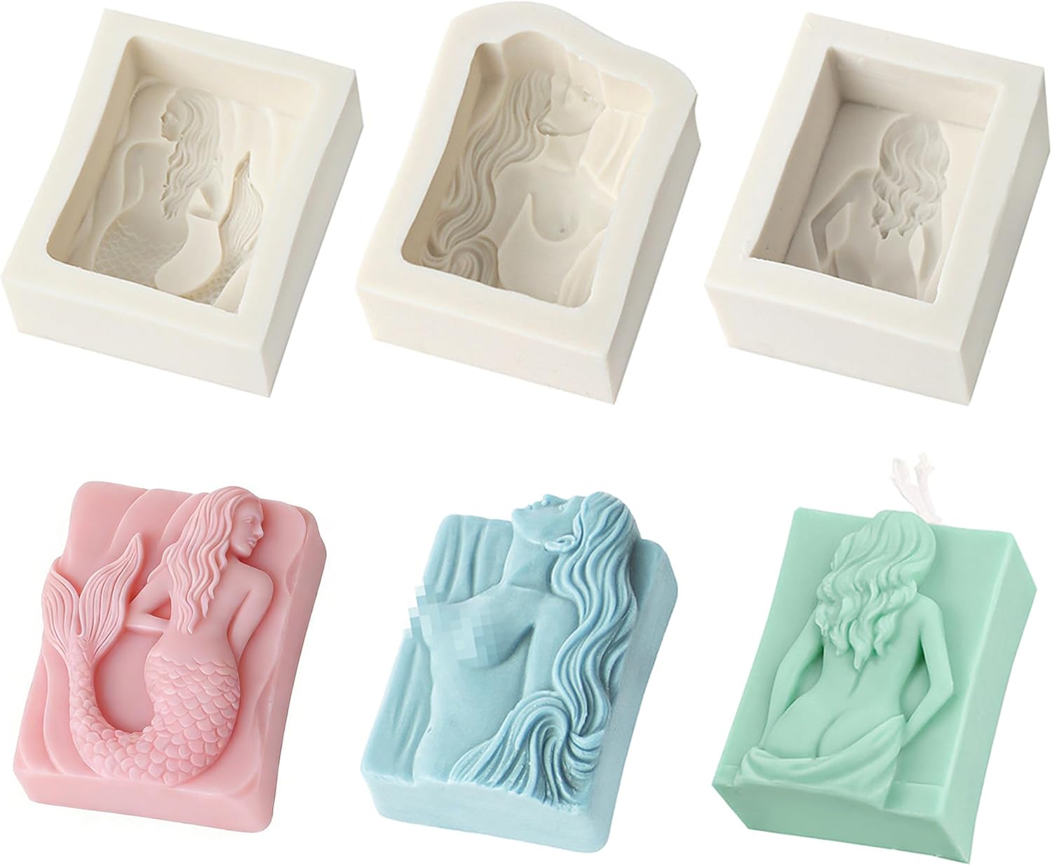 Set of 3 Silicone Soap Molds Sexy Lady Back Candle Mould Chocolate Resin Mold Soap Making Mold