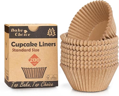 Bake Choice n°200 pirottini per muffin in carta standard non sbiancata con rivestimento antiaderente e resistenza al grasso
