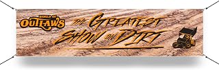 World of Outlaws Greatest Show on Dirt Banner | Heavy Duty Vinyl Racing Banner with Grommets | Made in USA (48" × 12")
