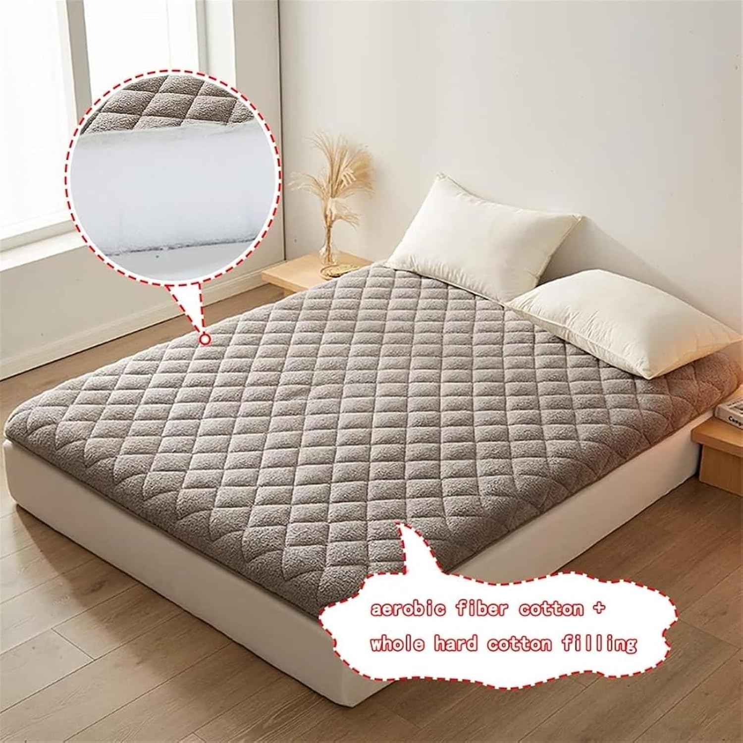 Japanese Style Futon Floor Mattress, Foldable Mattress, Rollable Mattress, Breathable Bottom, Camping Mattress, Portable Sleeping Pad, Student Bed Mattress, (camel, 90x190cm (35 * 74in))(Grey,120X190c