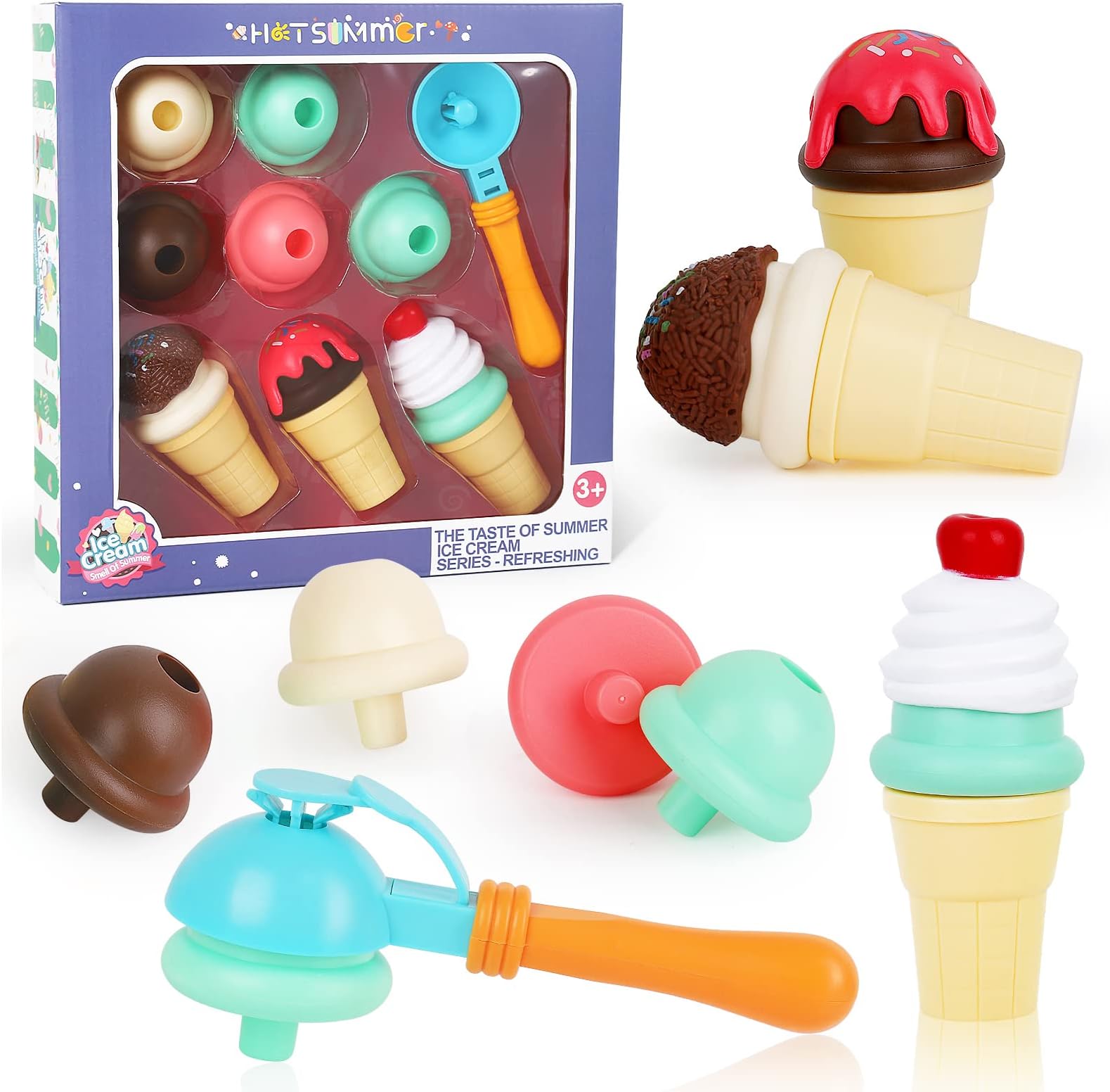 Ice Cream Set - Sweet Treats Ice Cream Parlour Playset - Pretend Play Ice Cream Cone and Scoop Toy Playset for Toddler - Toy Frozen and Accessories for Kids - Best Gifts for Girls Boys
