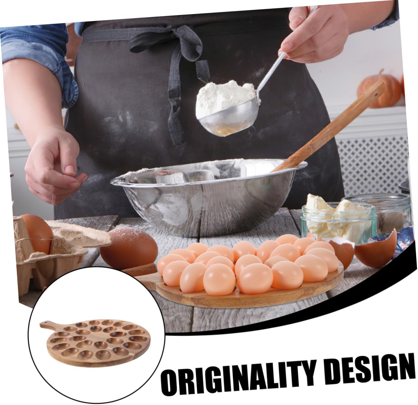 Cabilock Wooden Deviled Holder Multi-functional Wooden Storage Tray for Easter Celebrations Rustic Design Smooth for Easy Cleaning and Practical Use