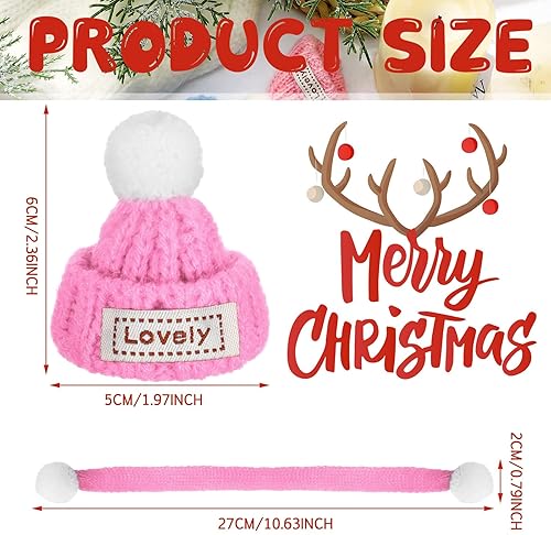 Vista 15 de Geyoga 8 piezas de mini sombreros y bufandas de Papá Noel, accesorios de Navidad, sombrero de gnomo pequeño para manualidades, bricolaje para Blanco