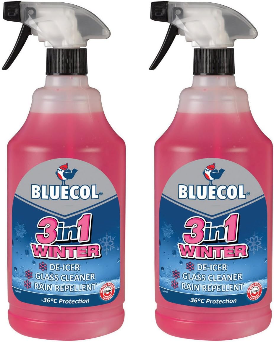 2 x Bluecol 3in1 De Icer, Glass Cleaner & Rain Repellent Spray 1 Litre