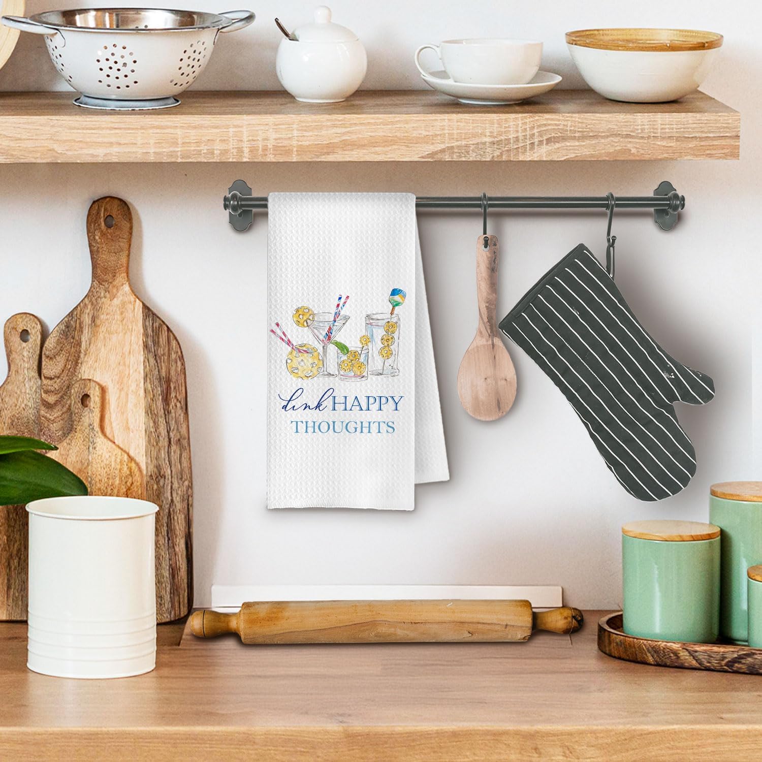 Pickleball Cocktail Kitchen Towels, Gifts for Pickleball Lovers Dish Tea Towel for Kitchen Bar Cart Decor, Cocktail Lover Gifts Decorative Hand Towels, 16x24 Inches - Image 2