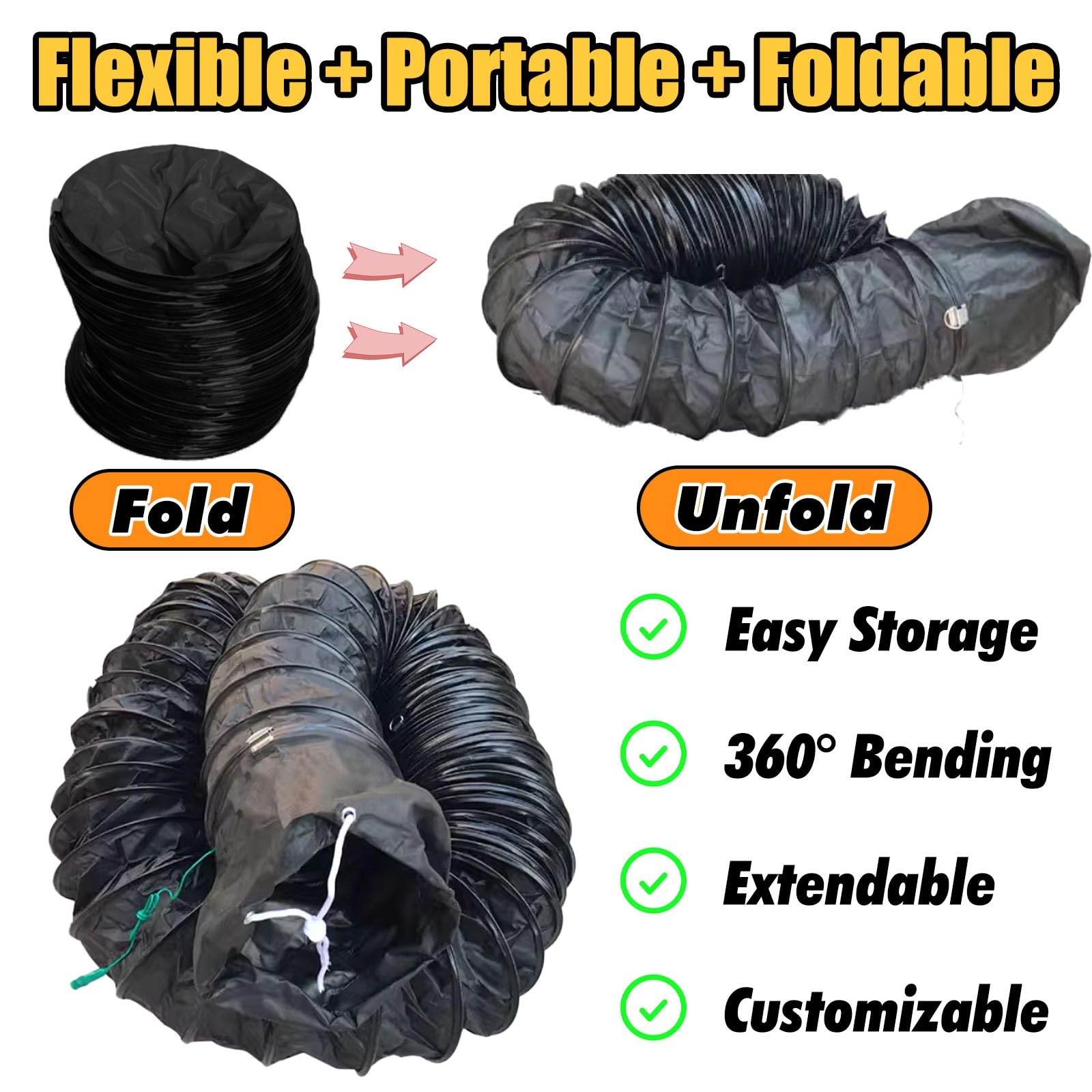 Tubo Flexible Manguera De Conducto Para Ventilador Uso General Extensible, Manguera Conducto Flexible Ignífuga, Conducto Aire Portátil Salas Cultivo Cocina(L 9.8ft/3m,ID 10in/250mm)