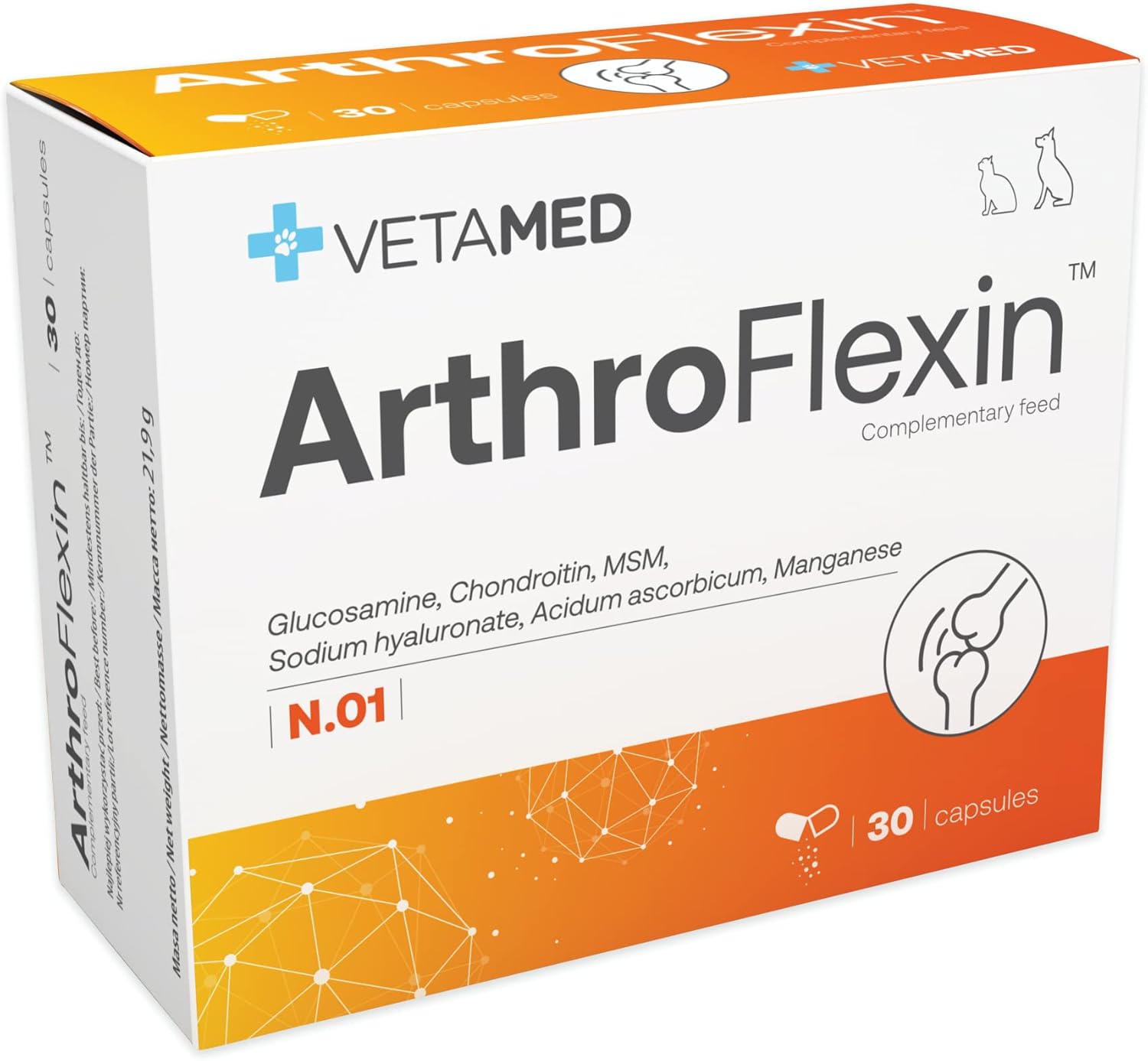 VETAMED ArthroFlexin Joint Support Supplements for Dogs 30 Cabs, Aids
