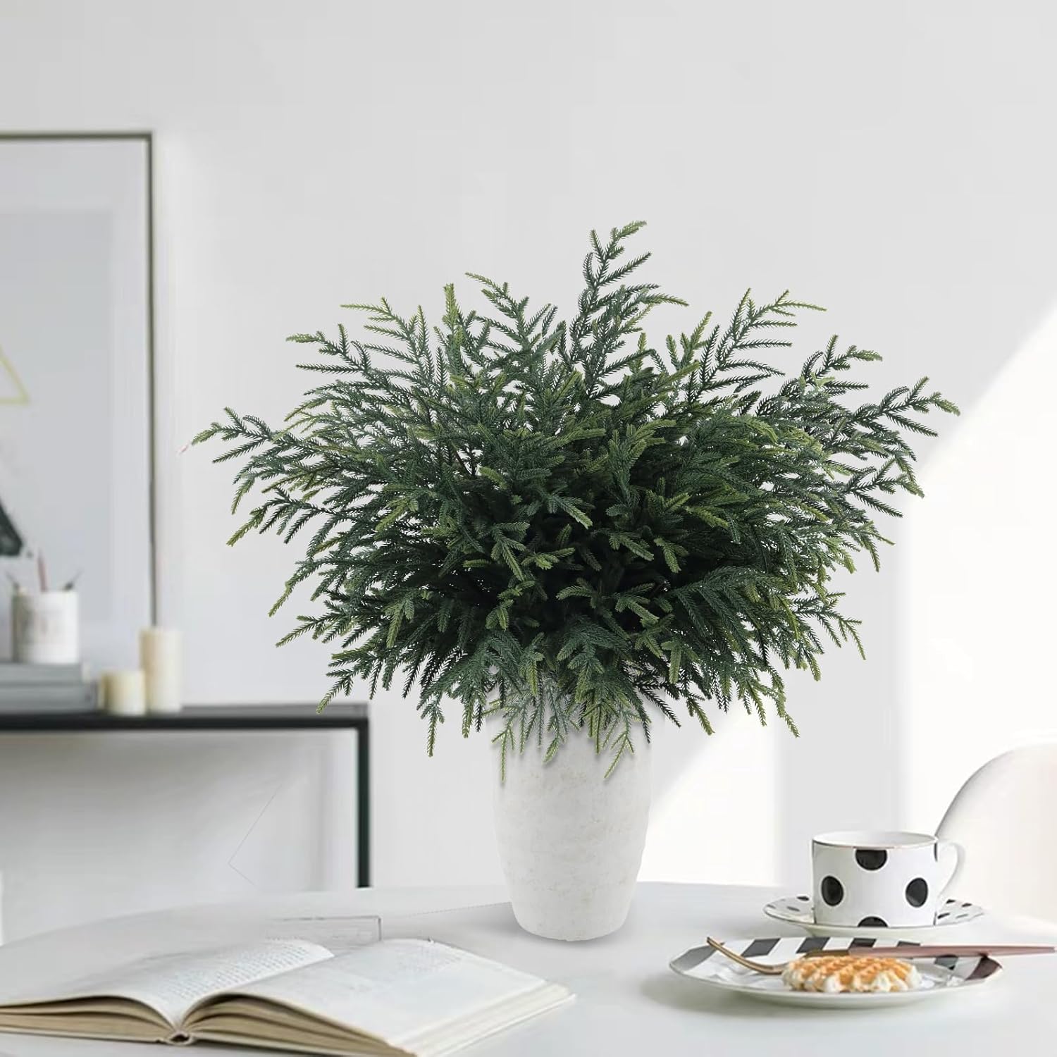 36 Inch Real Touch Norfolk Pine Branches, 4 Pcs Artificial Faux Cedar Pine Greenery Stems for DIY Christmas Wreath Garland Vase Filler Home Garden Indoor Outdoor Holiday Party Decorations - Image 4