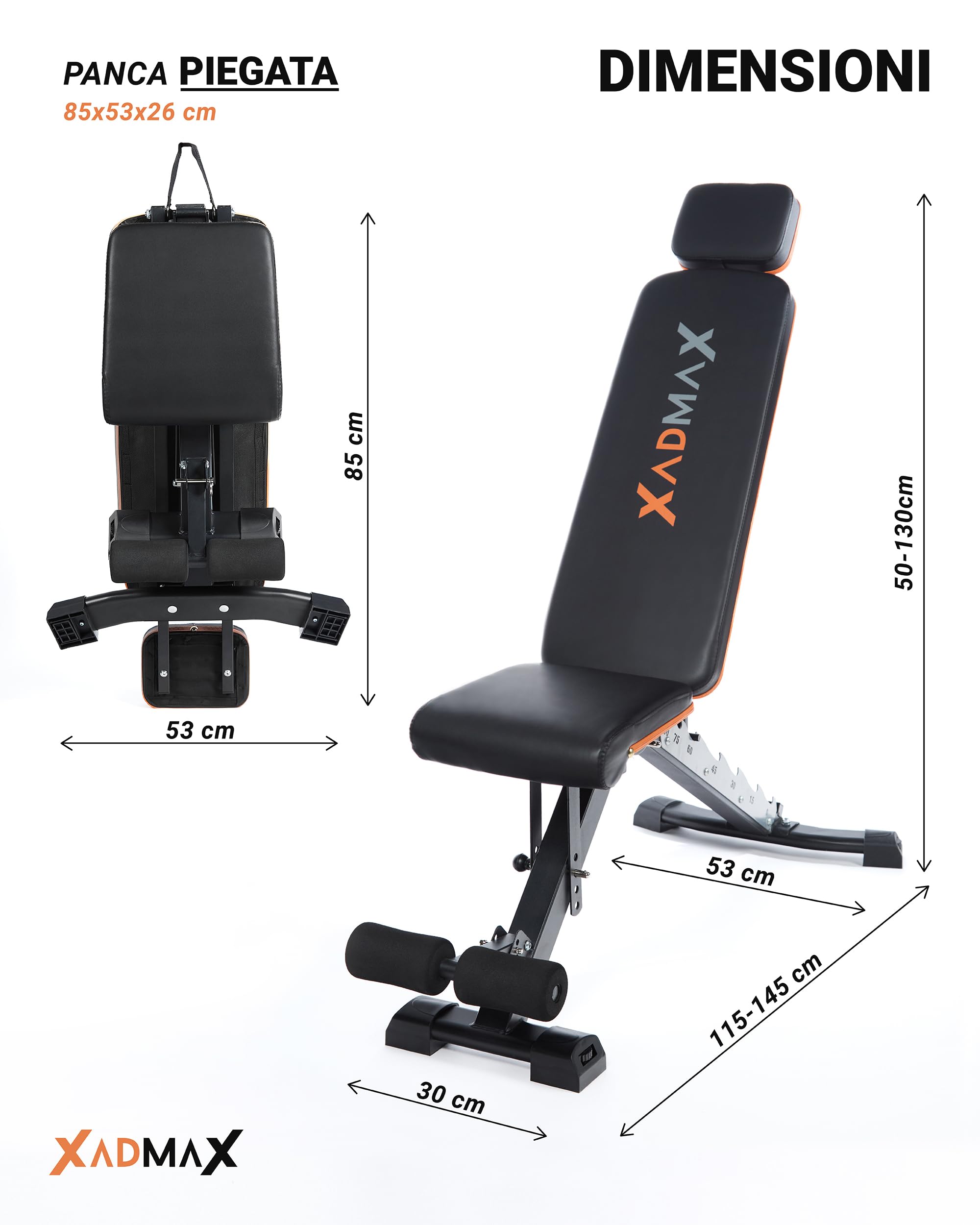 Panca Palestra Pieghevole, Panca Piana - Sopporta 360 KG, Molto Robusta e Resistente, per Allenamento a Casa con Pesi, Attrezzi Palestra Casa, Home Gym, Panche Pieghevoli