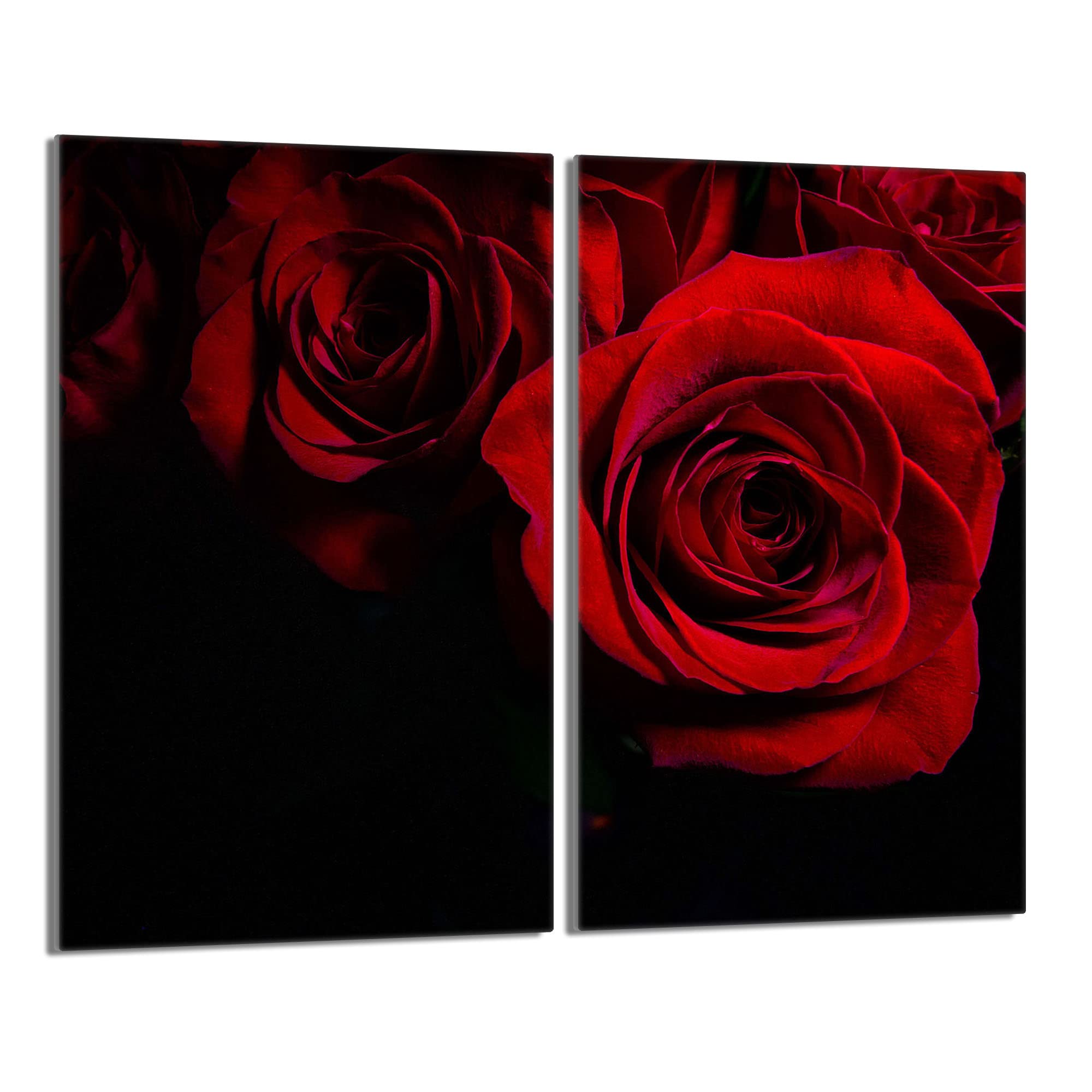 Tabla de cortar decorativa de cristal templado y cubre vitro, Placa protectora de vitrocerámica 30 x 52 cm 2 piezas, para inducción, protección contra salpicaduras, decoración, ROSA