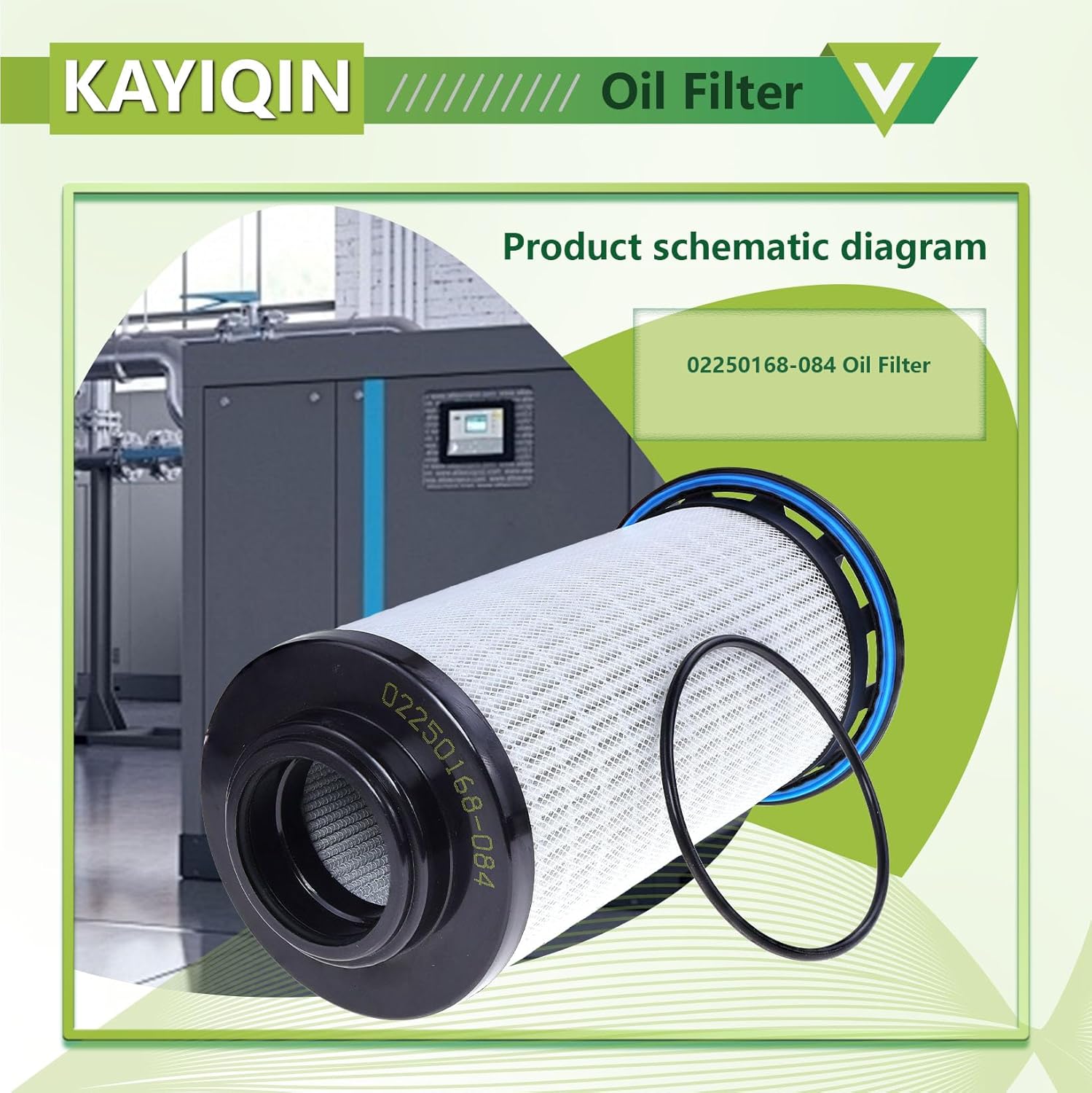 02250168-084 KAYIQIN Oil Filter Compatible with Screw Air Compressor Replacement Filter Part