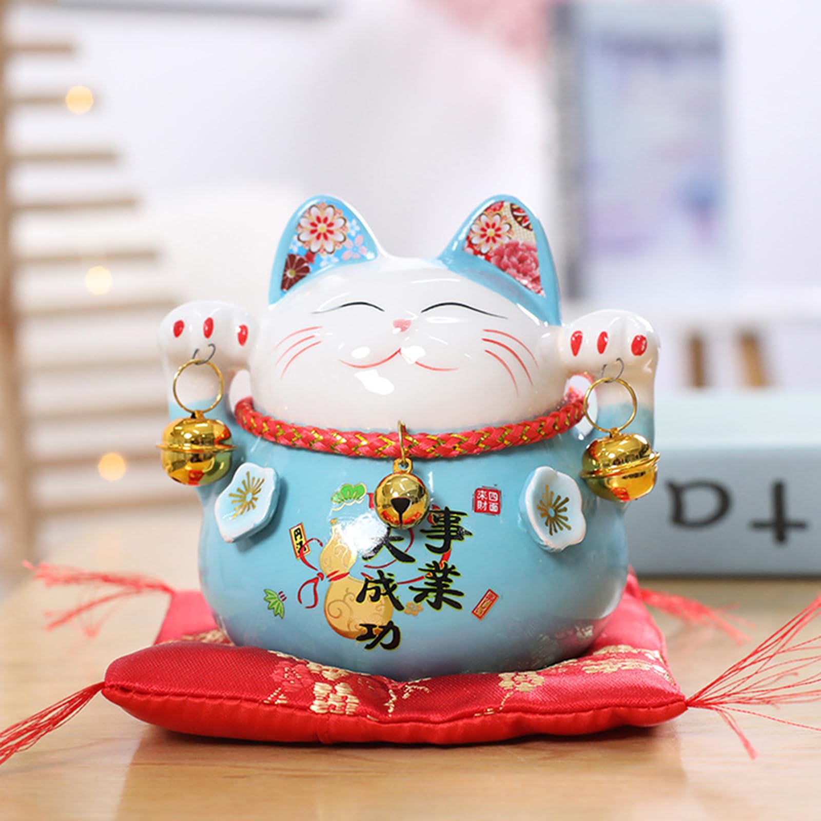 Gato De Suerte De CeráMica,Gato De Fortuna Chino DecoracióN,Adorno De Gato De Bienvenida,No Se Necesitan Pilas Ni Enchufes,Adecuado para Interiores,AutomóVil