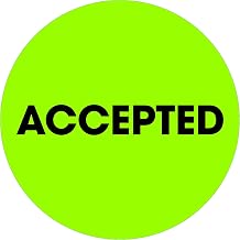 Tape Logic TLDL1264 Labels "Accepted", 2" Circle, Fluorescent Green, 1 Roll of 500 Labels