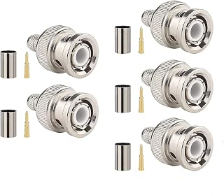 XRDS -RF BNC Male Crimp Connector, BNC Q9 Male Plug Crimp Connector for RG8X LMR240 4D-FB Mini8 Coax Cable