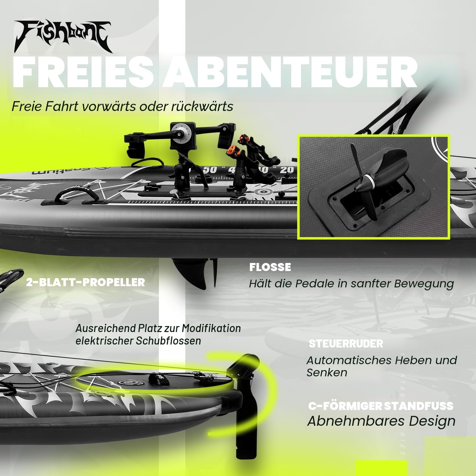 Spatium Angelpedal, aufblasbares Kajak, aufblasbares Pedalboot, zum Sitzen auf der Oberseite, für Angeln, Kajak, Einpersonen-Boot, Stand-Up-Pedal, Kajak für Erwachsene, geeignet für Flüsse, Ozeane