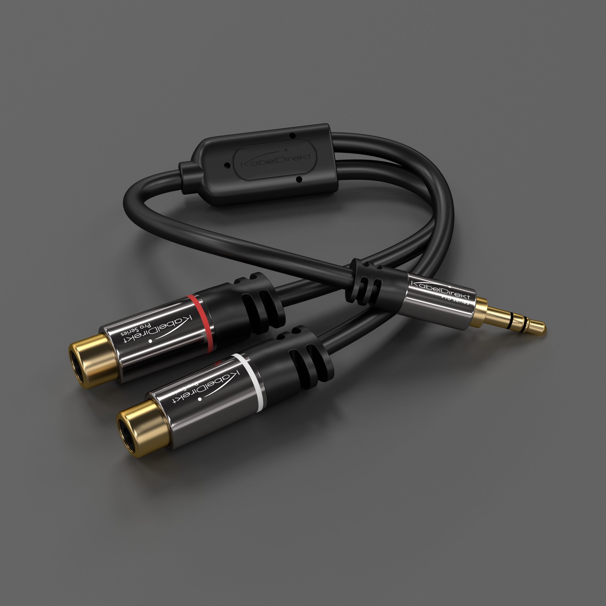 KabelDirekt – Adapter 3,5mm do RCA o długości 0,2m (adapter 2× żeńska końcówka RCA do męskiej końcówki 3,5 mm) – PRO Series