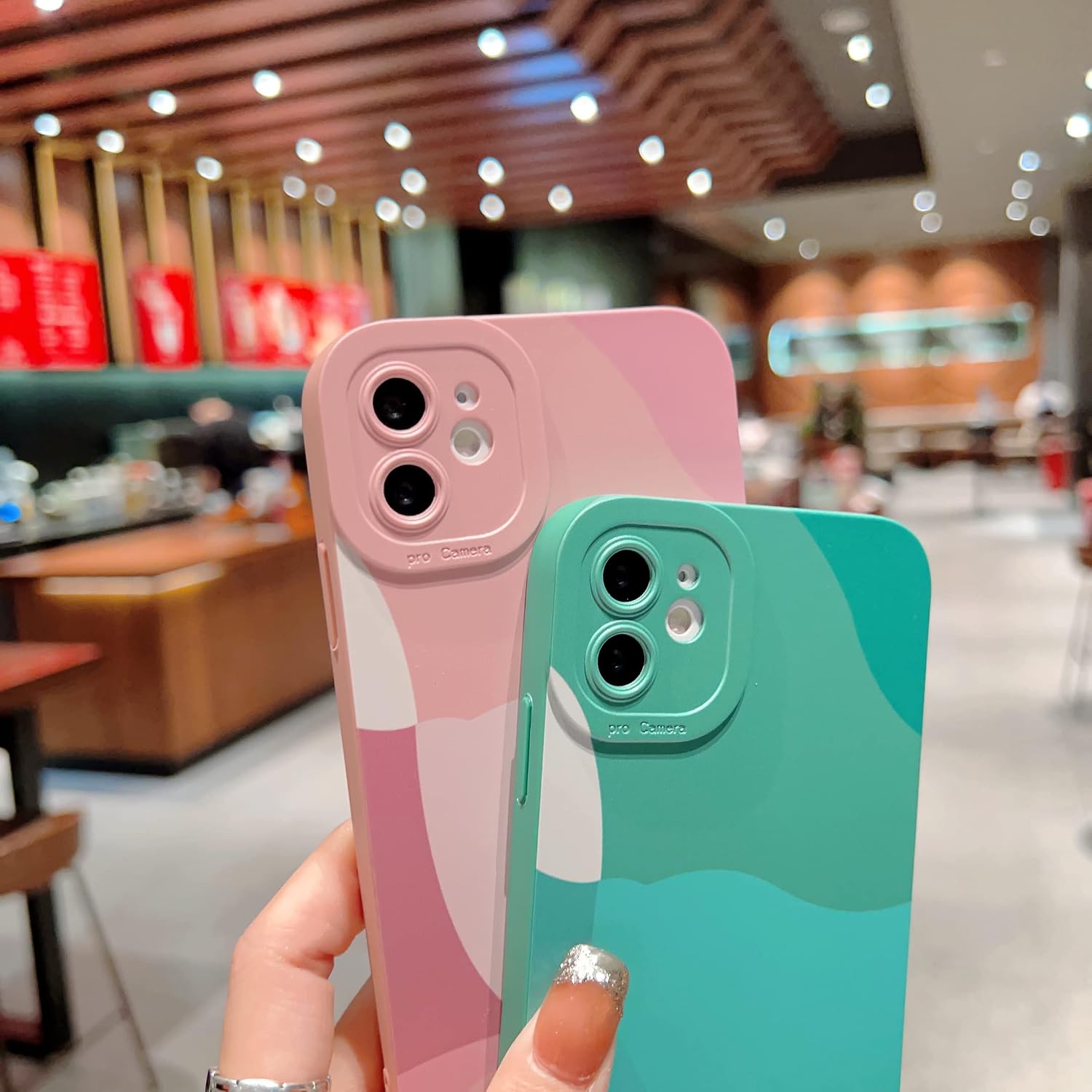 YKCZL Compatible with iPhone 11 Case 6.1 Inch, Cute Painted Art Full Camera Lens Protective Slim Soft Shockproof Phone Case for Women Girl-Blue