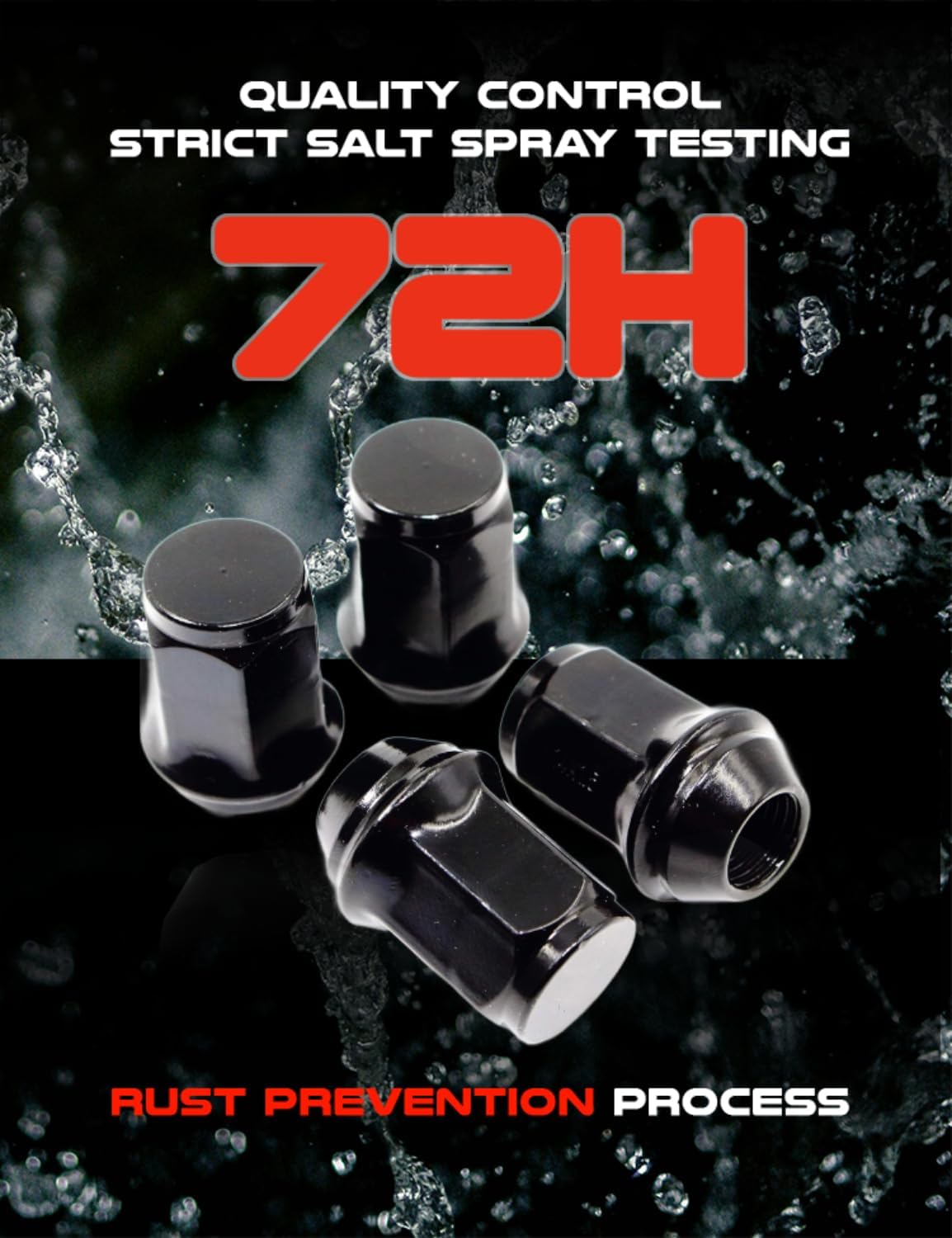 Set of 20 Veritek 14x1.5mm 1.5 Inch 38.5mm Overall Length 13/16 21mm Hex Black Lug Nuts for Buick Chevy Chevrolet Dodge Ford Jeep RAM Toyota Aftermarket Custom Wheels