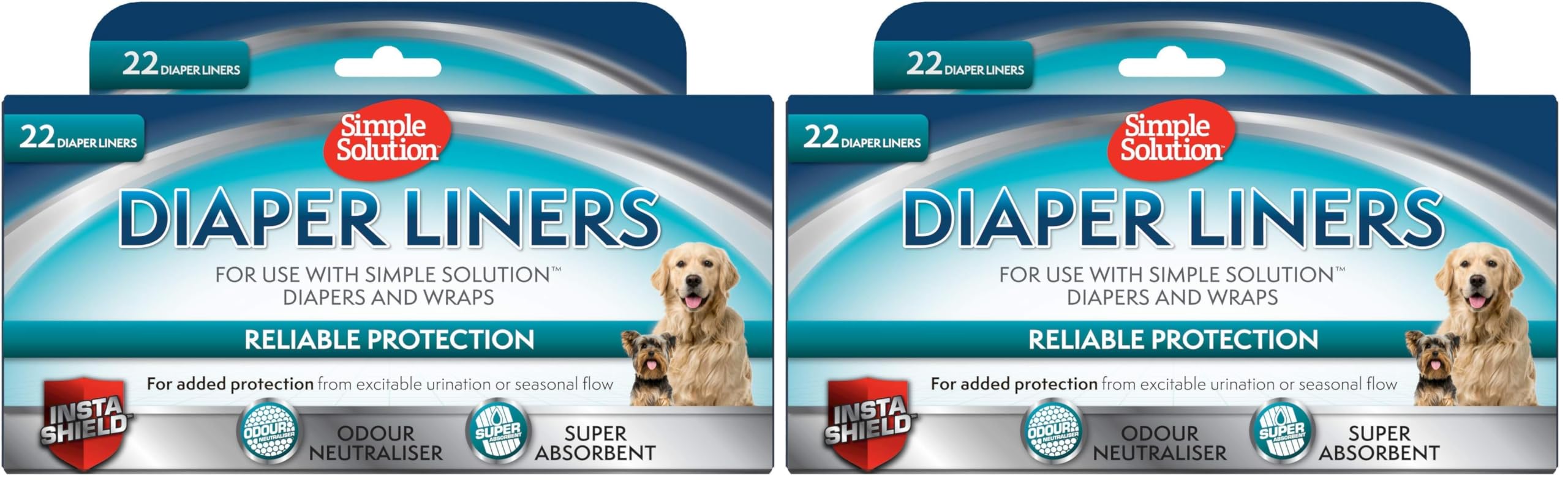 Simple Solution Einweg-Hundewindeleinlagen Ultra-Absorptionsfähigkeit, 22er-Pack (Packung mit 2)