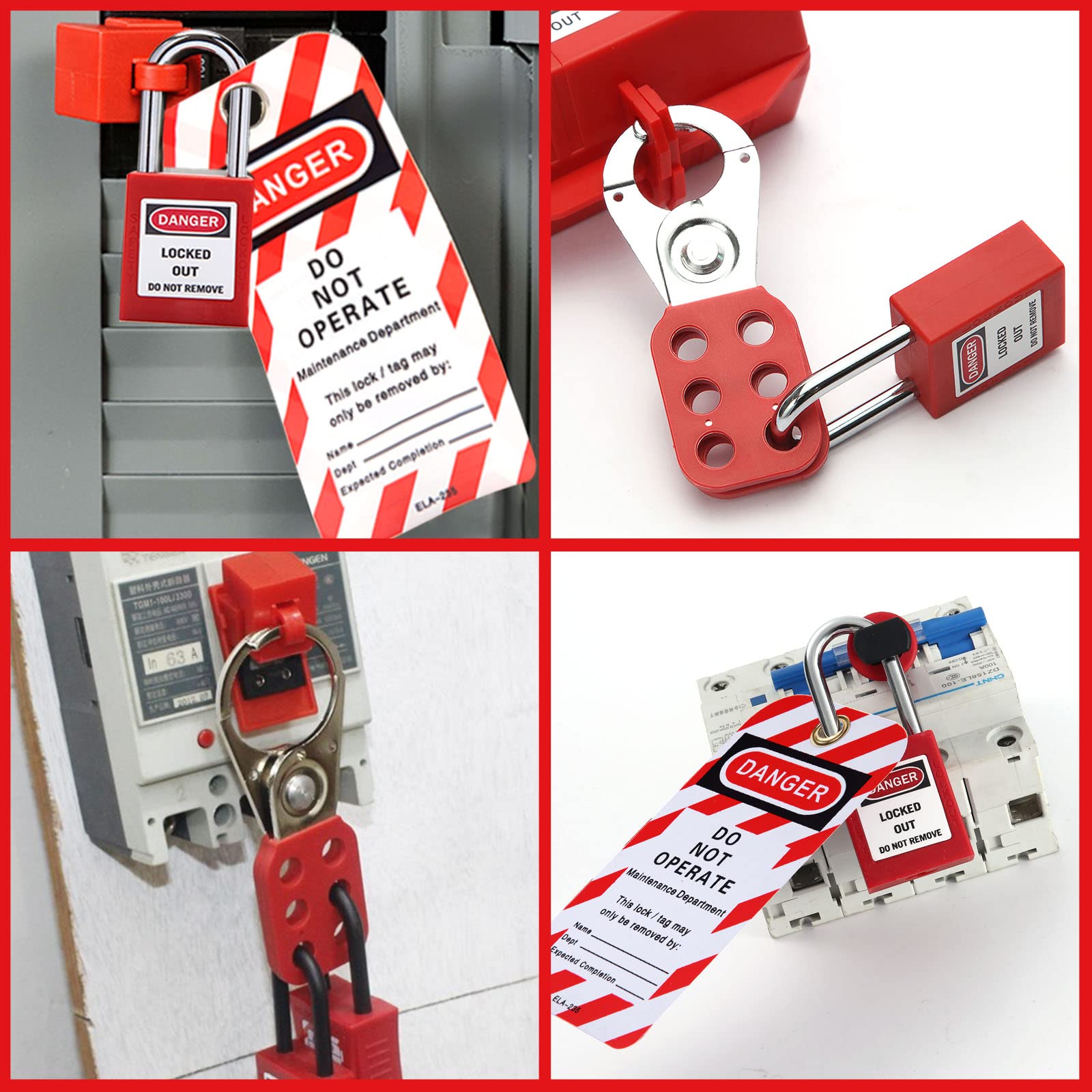 Kit de etiquetado de bloqueo Loto Hasp Lockout Cable de acero Bloqueo de enchufe de bloqueo Etiqueta Loto Seguridad Candado Interruptor de circuito Bloqueo de válvula de bola Juego de etiquetado