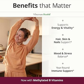 Vimerson Health Multivitamin for Women: Methylated B Vitamins, Chelated Minerals and Bioavailable D3 for Focus and Energy Support Daily Womens Multivitamins and Multiminerals 60 Capsules