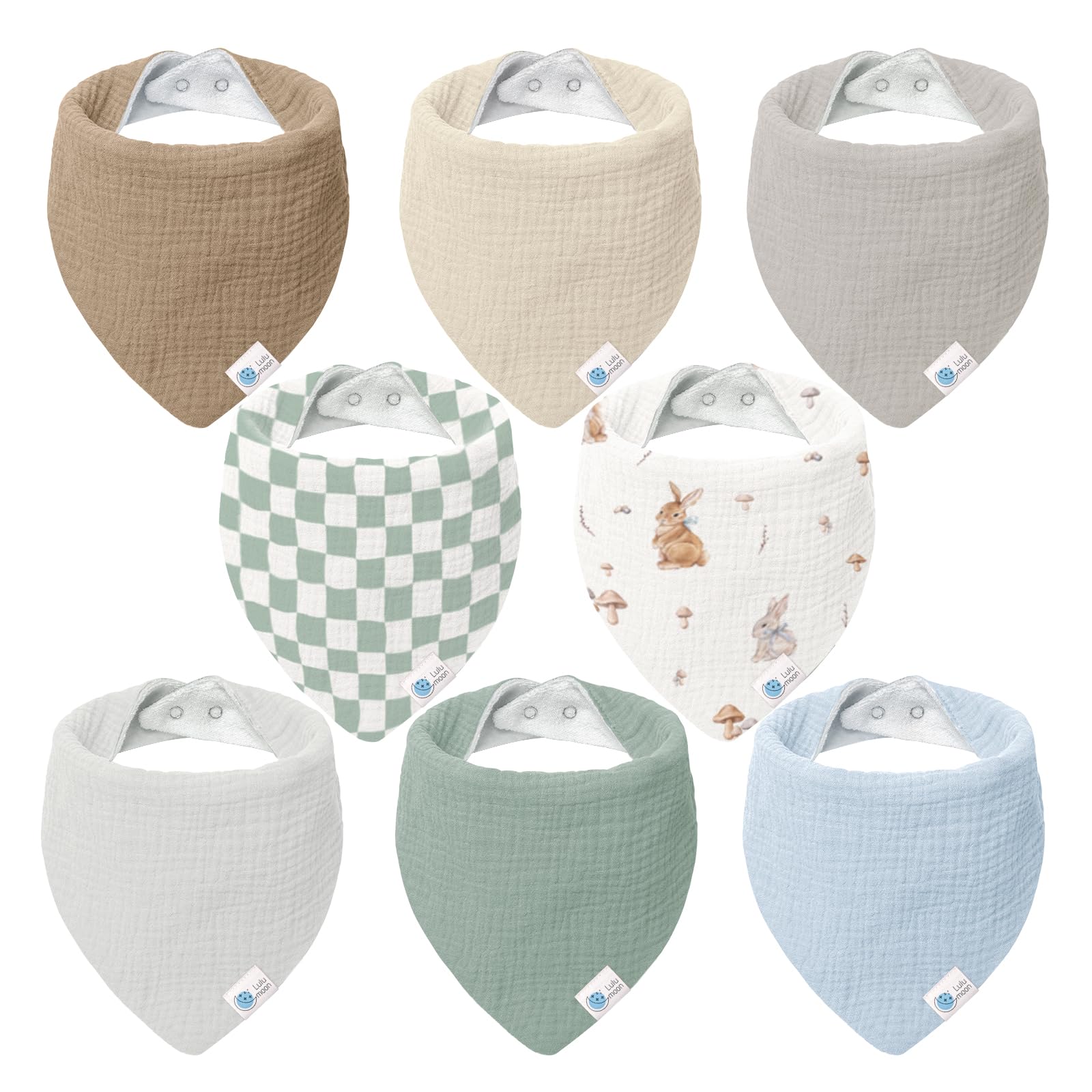 lulumoon Sabberlätzchen Baby Musselin Dreieckstuch Baby für Junge und Mädchen (8, grüner Pilz)