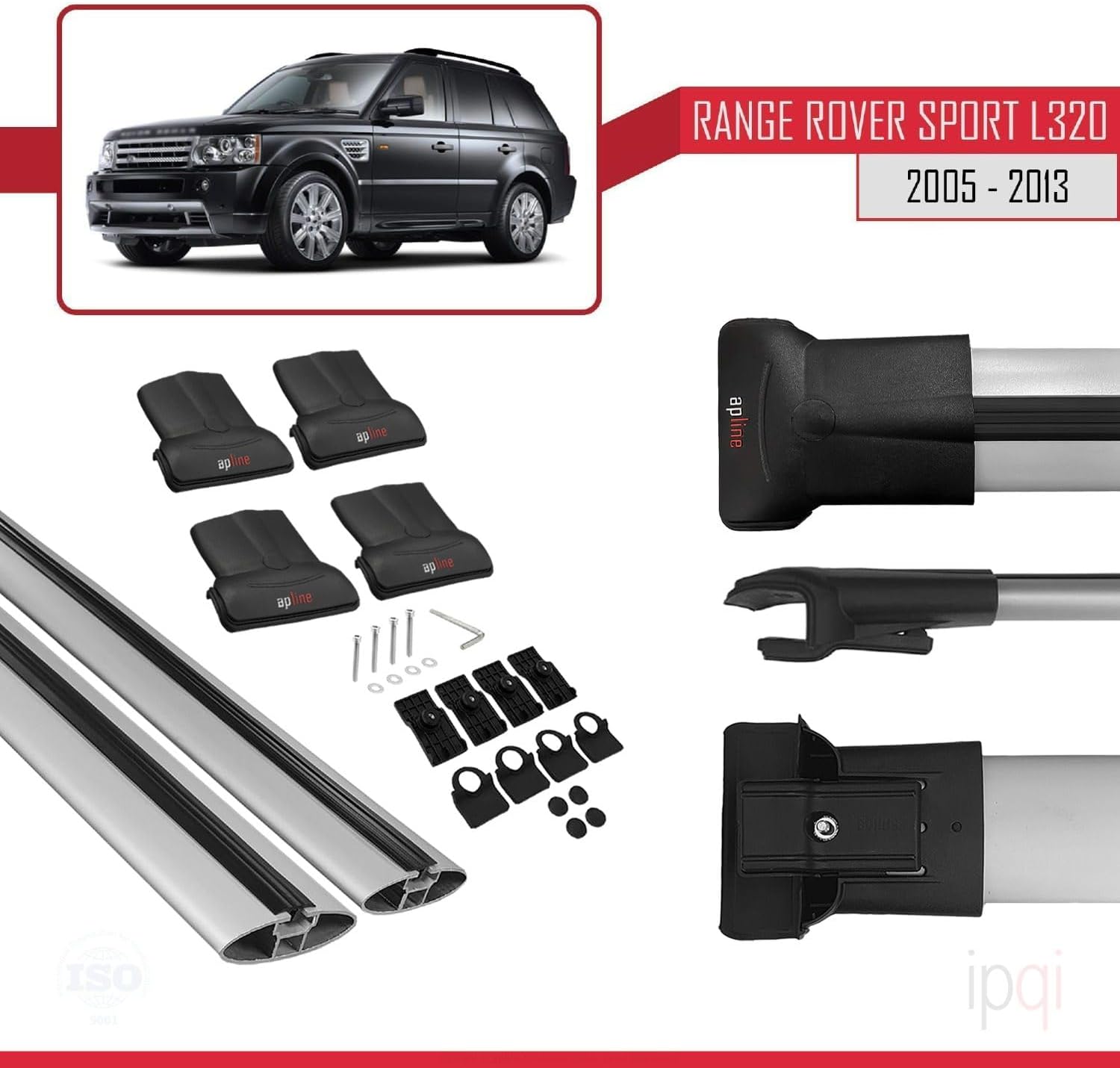 RE&AR Tuning Cross Bar Compatible for Range Rover Sport L320 2005-2013 Roof Racks Car Top Luggage Carrier Rails Alu Gray
