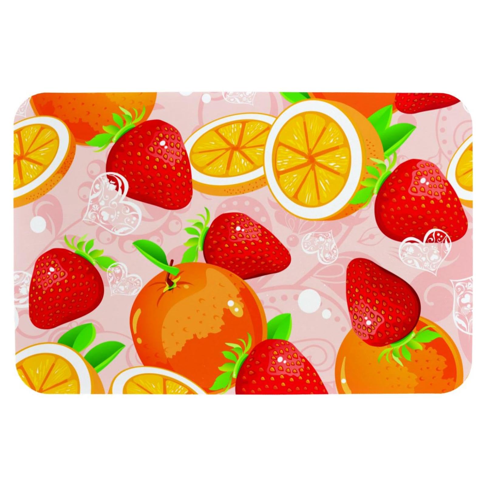 Tapis de salle de bain fraises au design frais et vitaminé pour baignoire et entrée