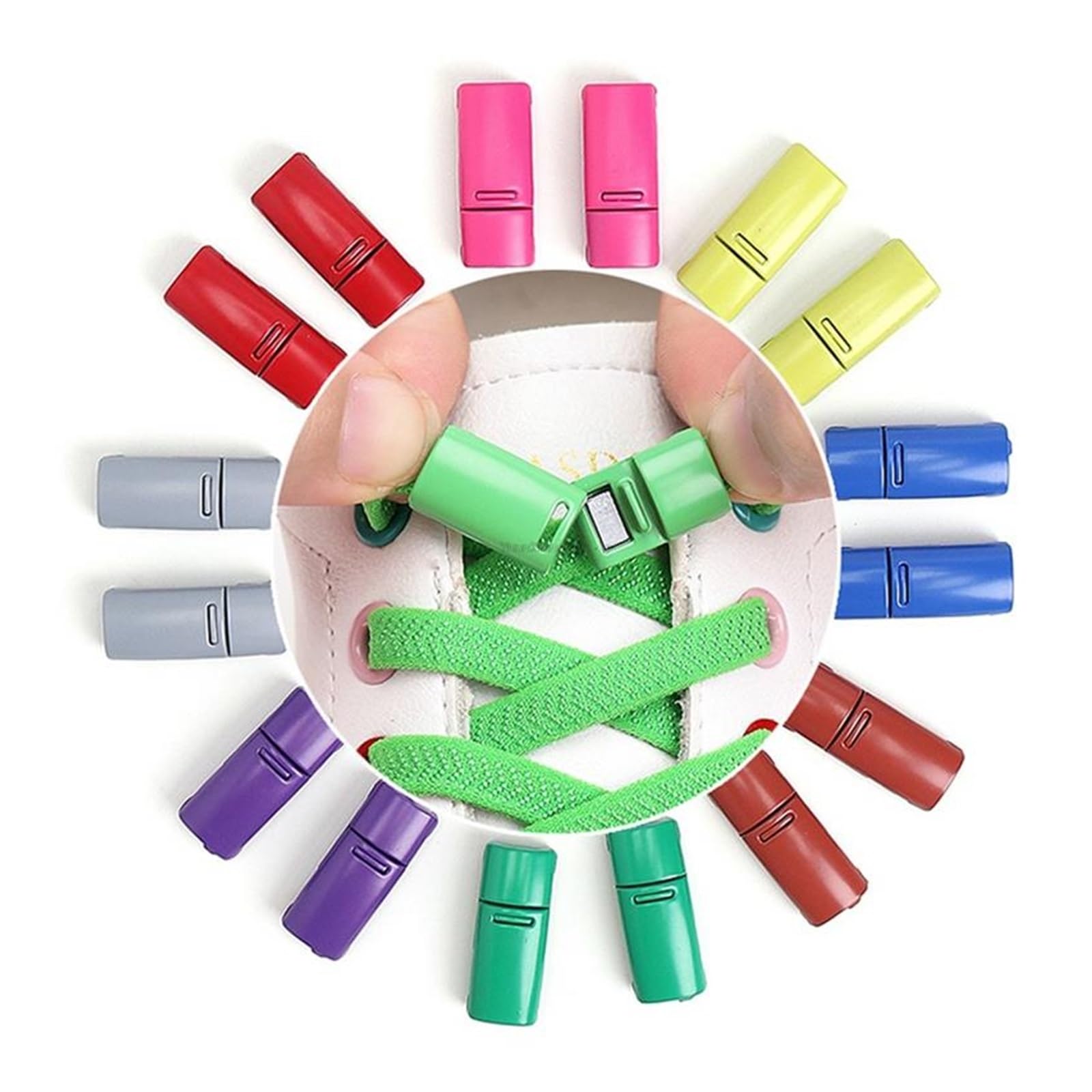 HEAGER Scarpe, cordini flessibili, lacci di bloccaggio colorati senza lacci, lacci elastici, scarpe da ginnastica senza cravatta, lacci piatti per bambini e adulti, elastici