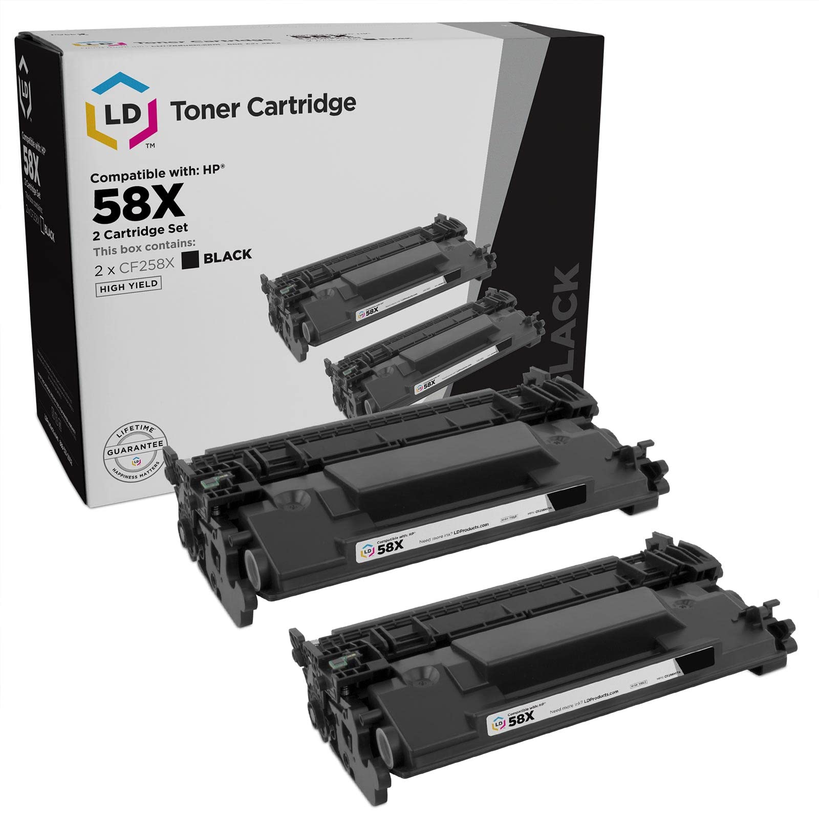 LD Products Compatible Toner Cartridge Replacement / Compatible with HP 58X / CF258X HY (Black, 2PK with CHIP) for LaserJet Pro M404dn M404dw M404n