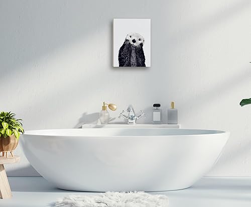 Miniatura 8 de Tizzer Divertidas imágenes de baño para decoración de pared, bonita decoración de pared de baño de nutria, regalos de nutria para amantes de las