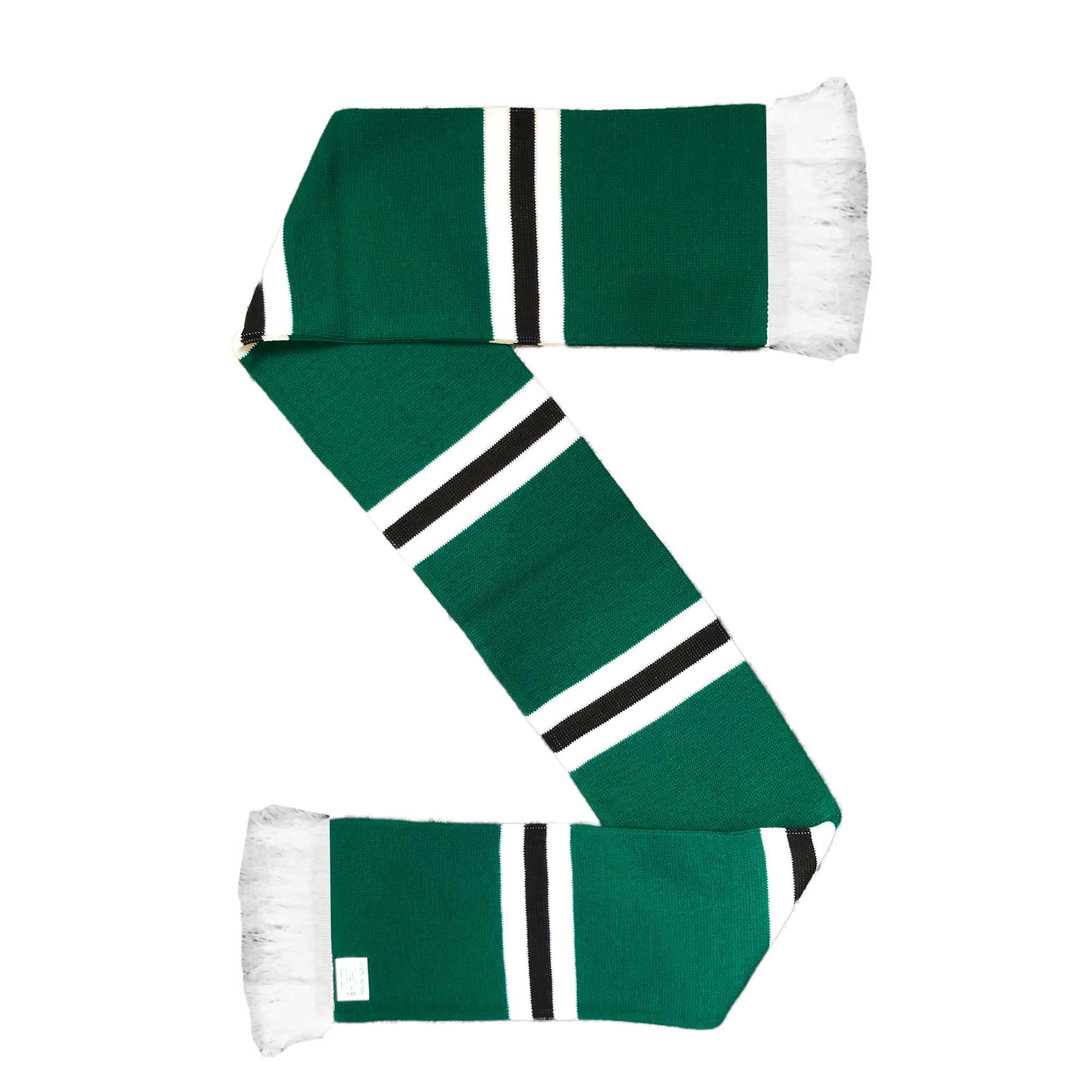 Beyond Happy Multicolor Plymouth Green, White & Black Traditional Retro Style Match Day Knitted Bar Scarf (100% Acrylic)
