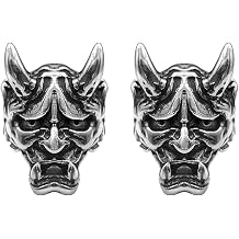 Hannya Stud Earrings Japanese Halloween Jewelry Devil Mask Skull Earring for Men Women Stud B