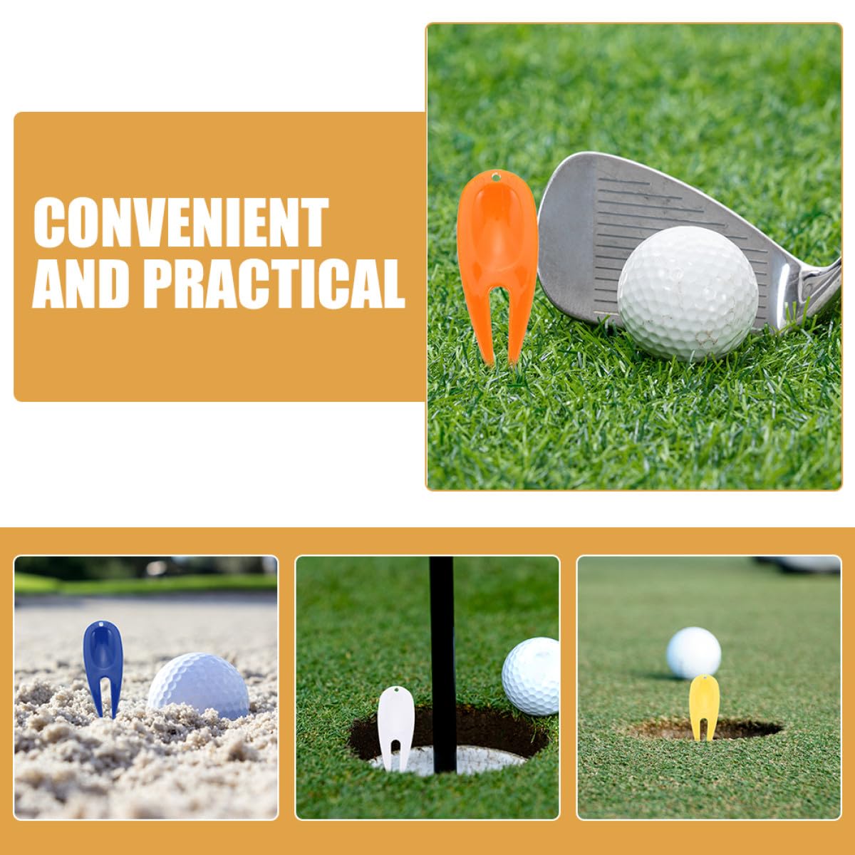 Set de 8 Horquillas de Plástico para Reparación de Chuletas en Green de Golf, Herramienta Portátil y Delicada para Uso en Campo de Golf al Aire Libre