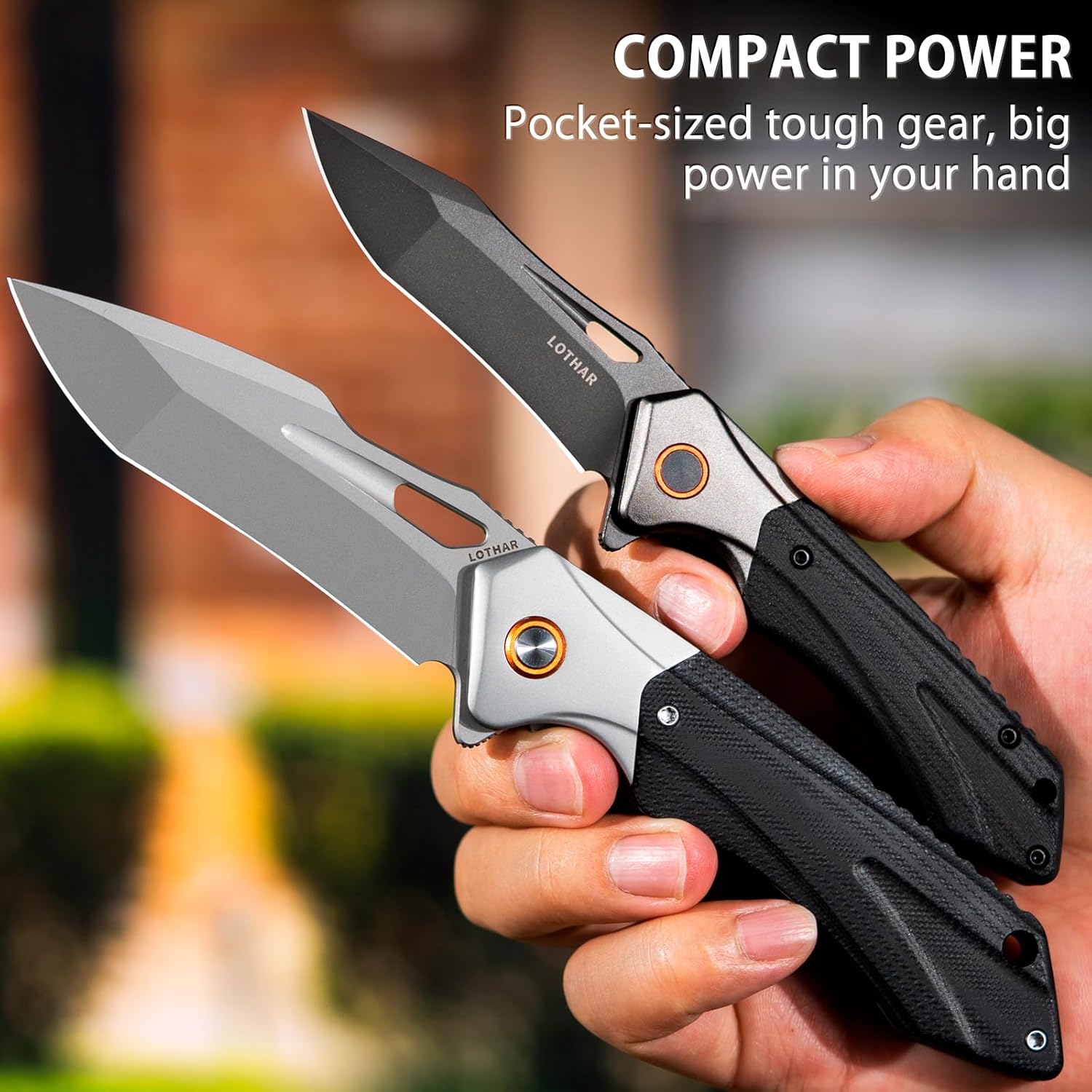LOTHAR LICH KING Pocket Knife, 3.5" D2 Steel EDC Folding Knife with Clip, G10 Handle, Tactical Knife for Camping, Survival, Outdoor Gear, Gifts for Men Women (LIGHT GRAY)