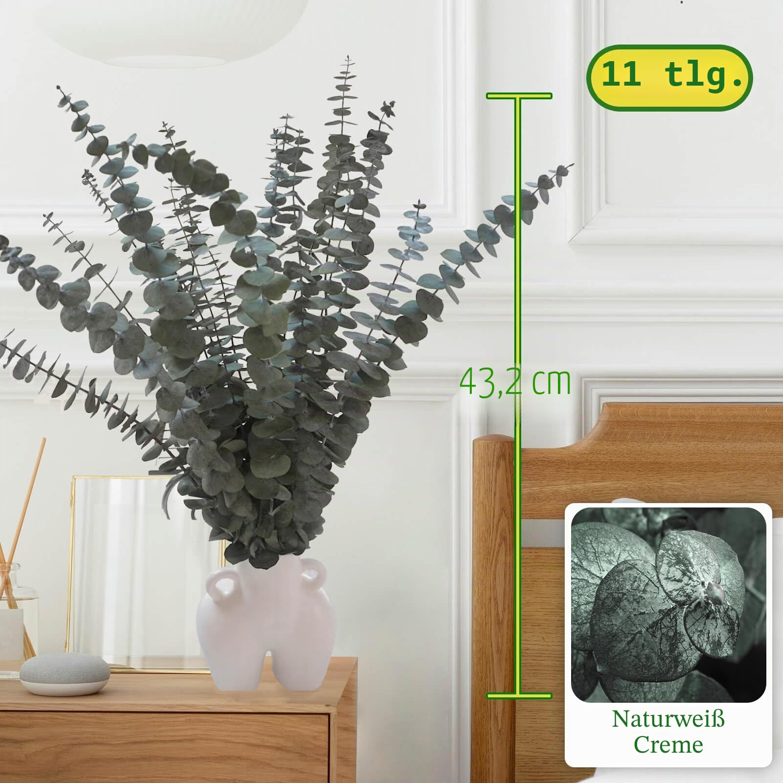 Oning 11 Stück echter, getrockneter Eukalyptus-Stiel für Dusche und Badezimmer