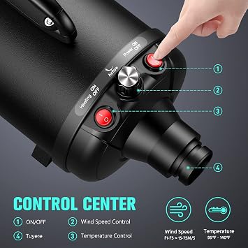 Pet Dryer, 5.2HP/3800W Pet Grooming Dryer with Adjustable Speed and Temperature Control Dog Blow Dryer, Pet Hair Dryer with 3 Nozzle