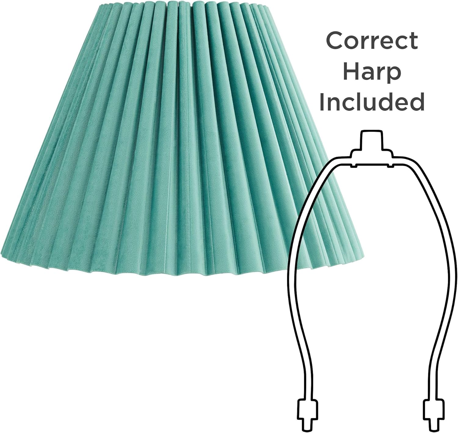 7" Top x 15" Bottom x 10" High x 10 3/4" Slant Lamp Shade (Pre-Assembled) Replacement Large Blue Empire Round Tapered Mid Century Traditional Velvet Fabric Arc Pleated Spider Harp Finial - Springcrest