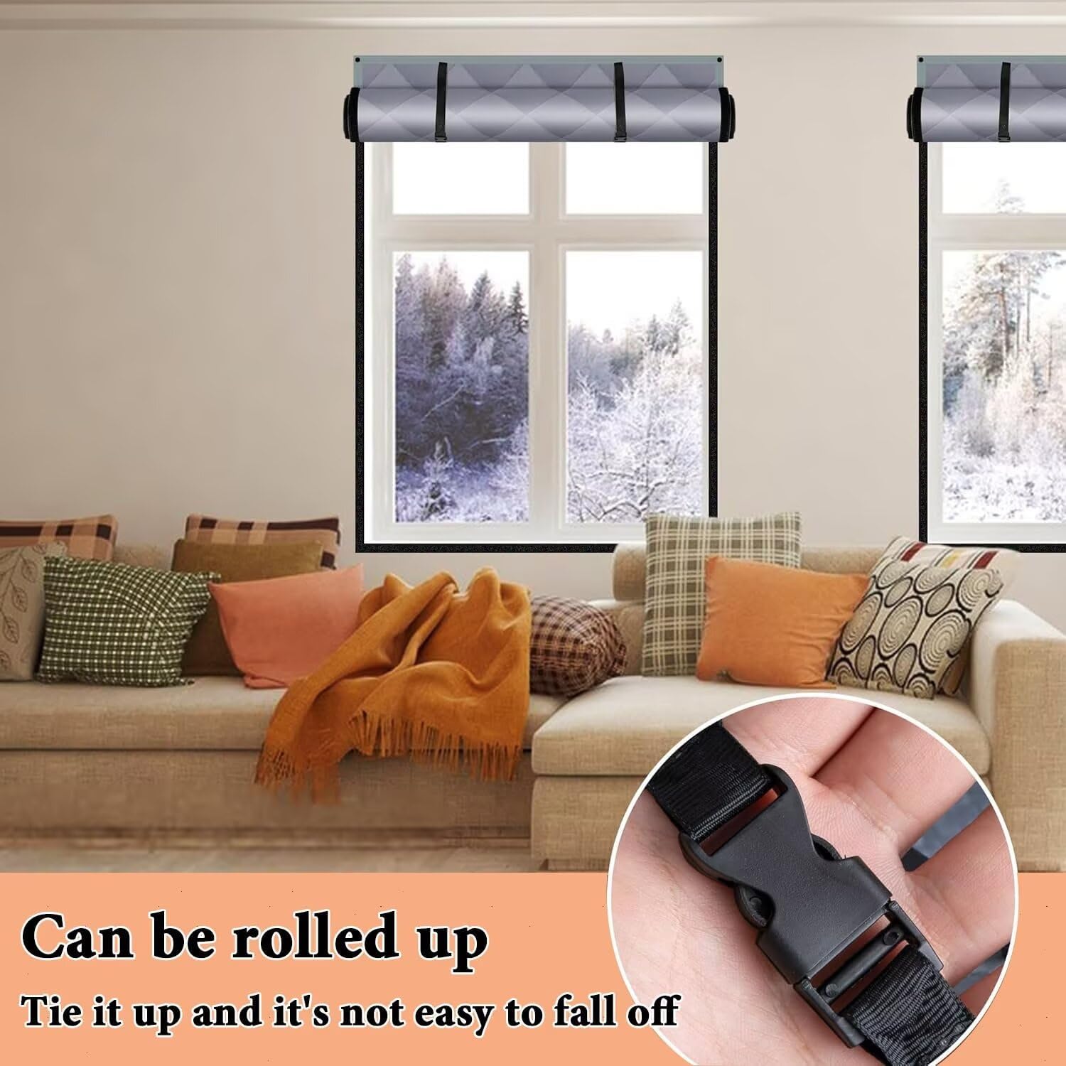 Window Insulation Kit,110x100cm for Window Insulation, Oxford Cloth Cotton Layer Thermal Window Cover to Keep Heat, Window Insulation for Living Room, Kitchen, Attic, Rv, Etc., Gray